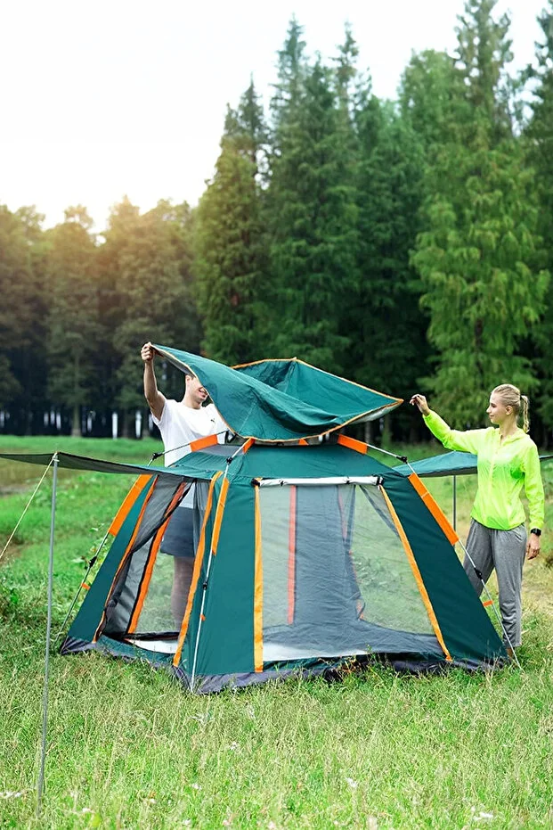 4 Kişilik Tenteli Otomatik Kamp Çadırı 215x215x145